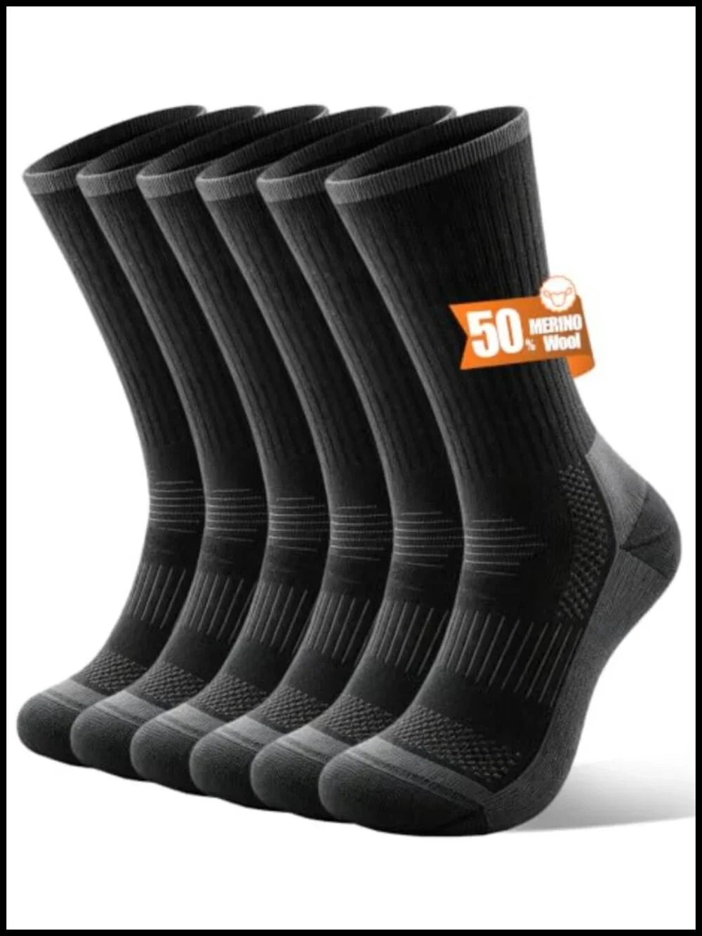 Merino Wool Hiking Socks, Lightweight Breathable Cushioned, Anti-Blister for